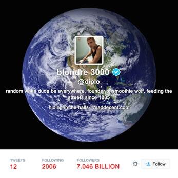 Diplo announces "Random white dude be everywhere"