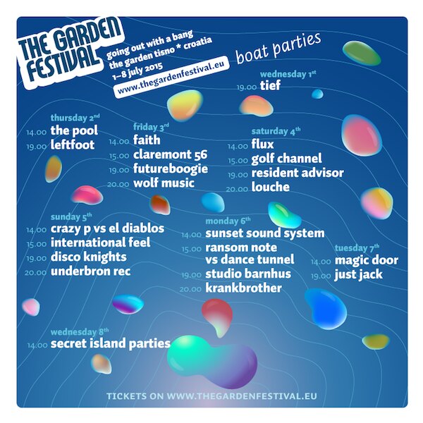 The Garden Festival Announces 2015 Boat Party Line-ups