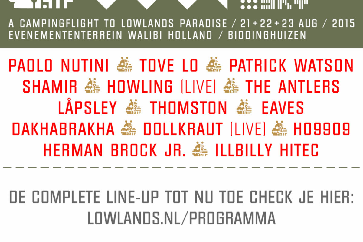 Ook Paolo Nutini, Tove Lo, Patrick Watson, Låpsley en meer voor Lowlands
