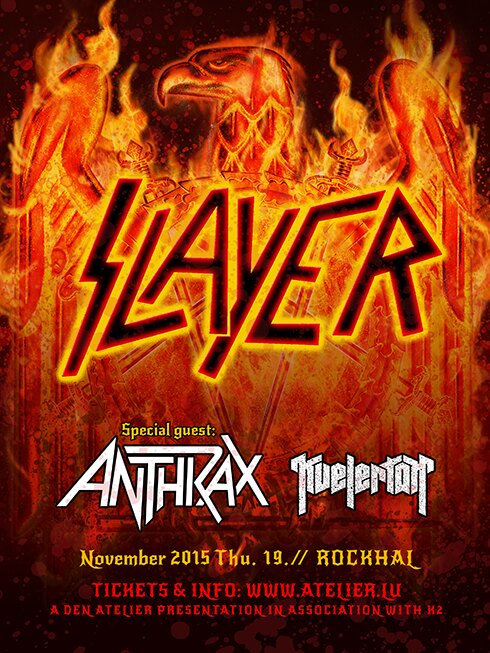 Slayer + special guests Anthrax & Kvelertak comes to Den Atelier