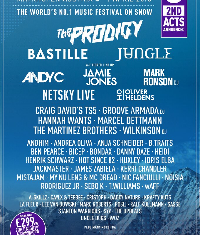 liver Heldens, Mark Ronson, The Prodigy and Netsky confirmed for Snowbombing Festival