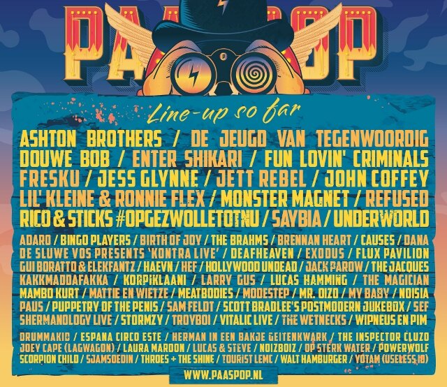 Paaspop gaat knallend het jaar uit met 22 nieuwe namen o.a. De Jeugd Van Tegenwoordig, Jess Glynne, Refused en The Magician