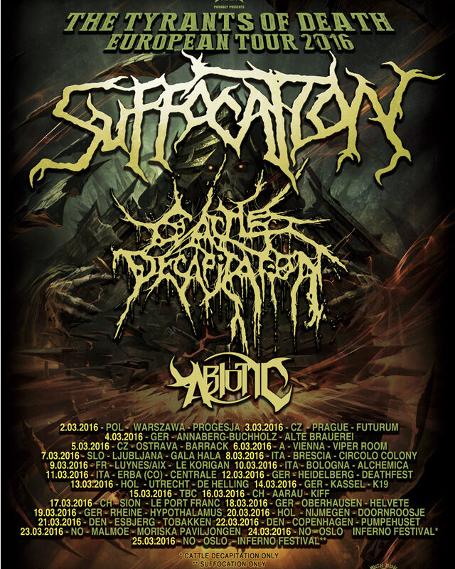 Suffocation  to tour Europe in March!