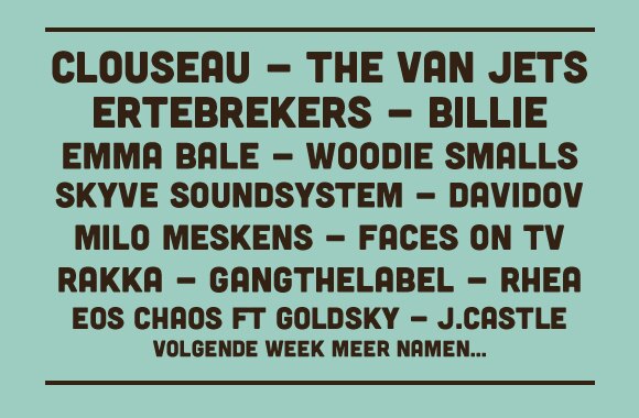 Rhea, Davidov, Ertebrekers, Skyve Soundsystem & Billie komen naar Zeverrock