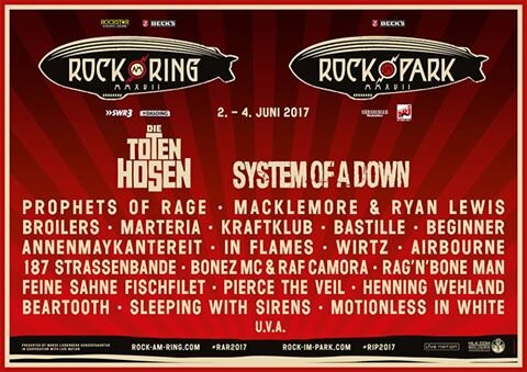 Rock Am Ring 2017 kondigt, met o.a. System Of A Down, eerste headliners aan!