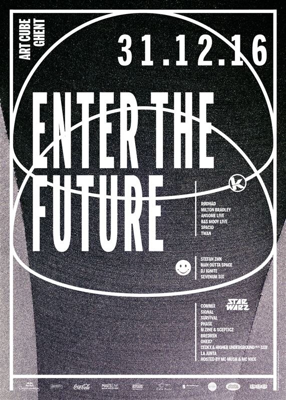 'Enter The Future' op Oudejaar met Kozzmozz, Star Warz & Retro Acid in 3 zalen van de Artcube in Gent!  