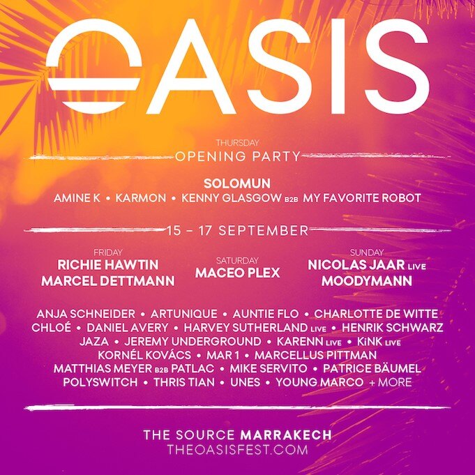 Oasis Festival Morocco adds Richie Hawtin, Nicolas Jaar, Henrik Schwarz, Marcellus Pittman, Daniel Avery and more