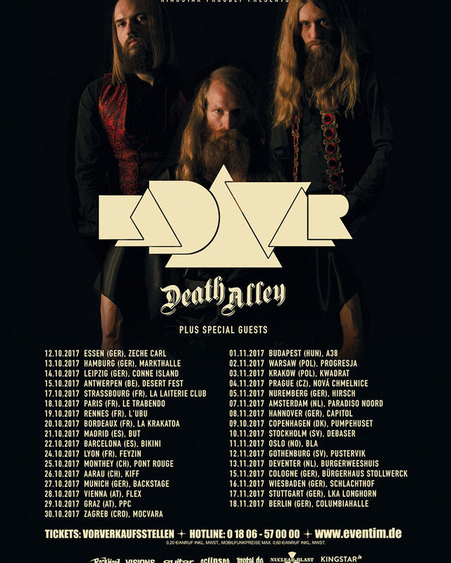 Kadavar announce European headline tour with Death Alley!