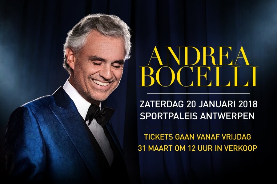 Andrea Bocelli op 20 januari in het Antwerps Sportpaleis