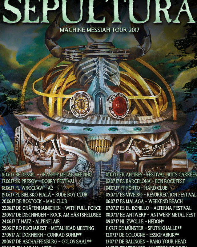 Sepultura more dates announced for "Summer Tour 2017"/tour trailer released