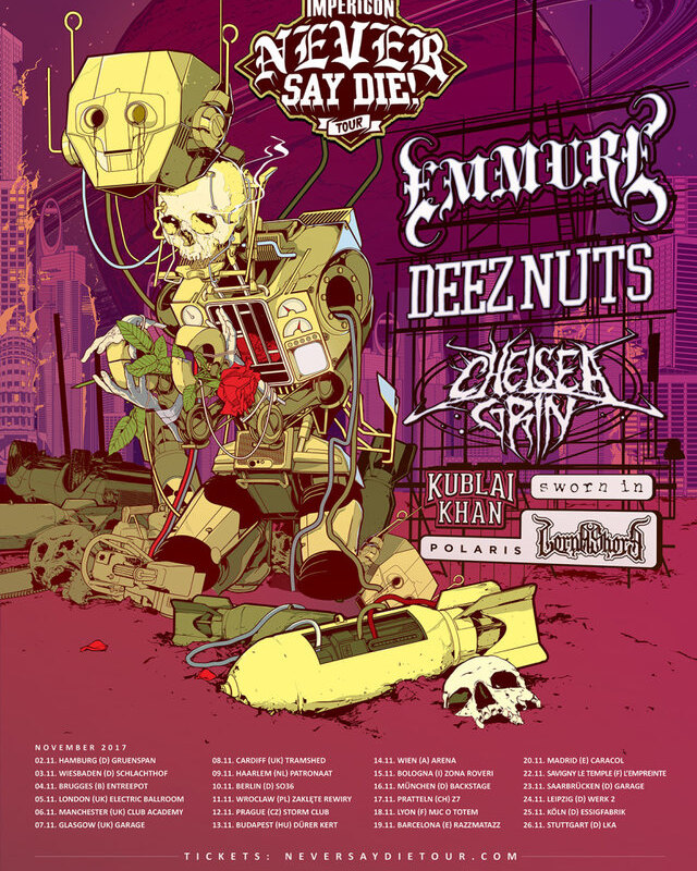 Emmure to headline "Impericon Never Say Die! Tour" 2017!