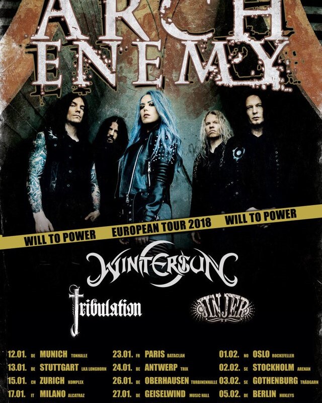 Wintersun to tour Europe with Arch Enemy, Tribulation and Jinjer in 2018!