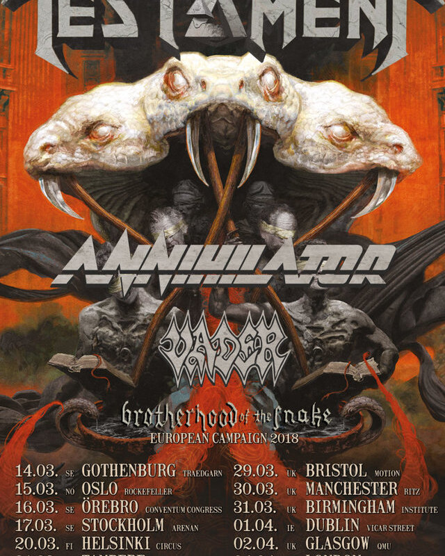 Testament announce second leg of European tour for 2018