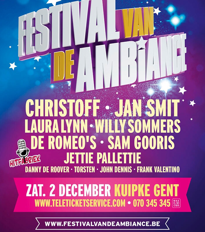Danny De Roover, John Dennis, Torsten en charmezanger Frank Valentino openen op 2 december het Gentse Festival van de Ambiance!