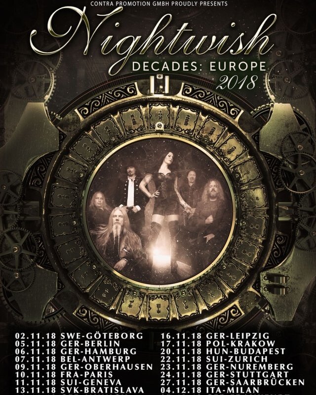 Nightwish announce "Decades" European tour 2018!