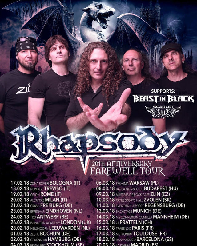 Rhapsody announce Beast In Black and Scarlet Aura as support acts for EU tour