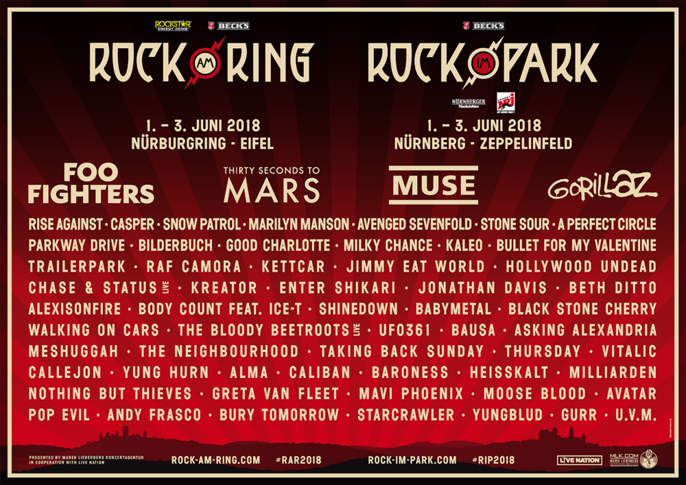 Ook Muse op Rock Am Ring/Rock Im Park 2018