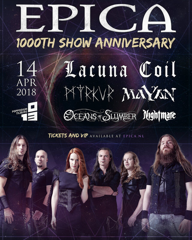 Epica reveal more support acts for their 1000th show on April 14th, 2018!