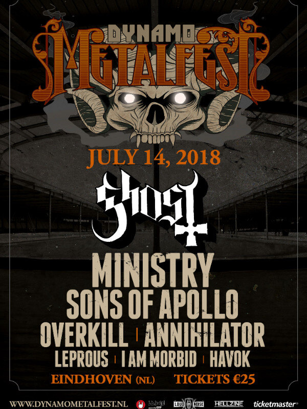 Ghost, Ministry en Overkill naar Dynamo Metal Fest 2018