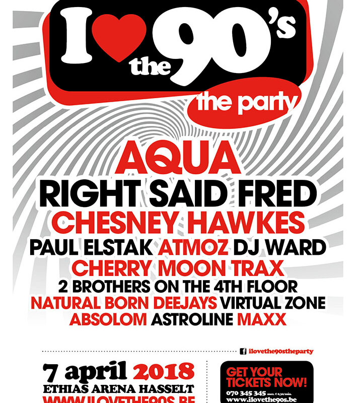 Right Said Fred, Chesney Hawkes, Aqua en AtmoZ komen op 7 april naar I love the 90’s in Hasseltse Ethias Arena