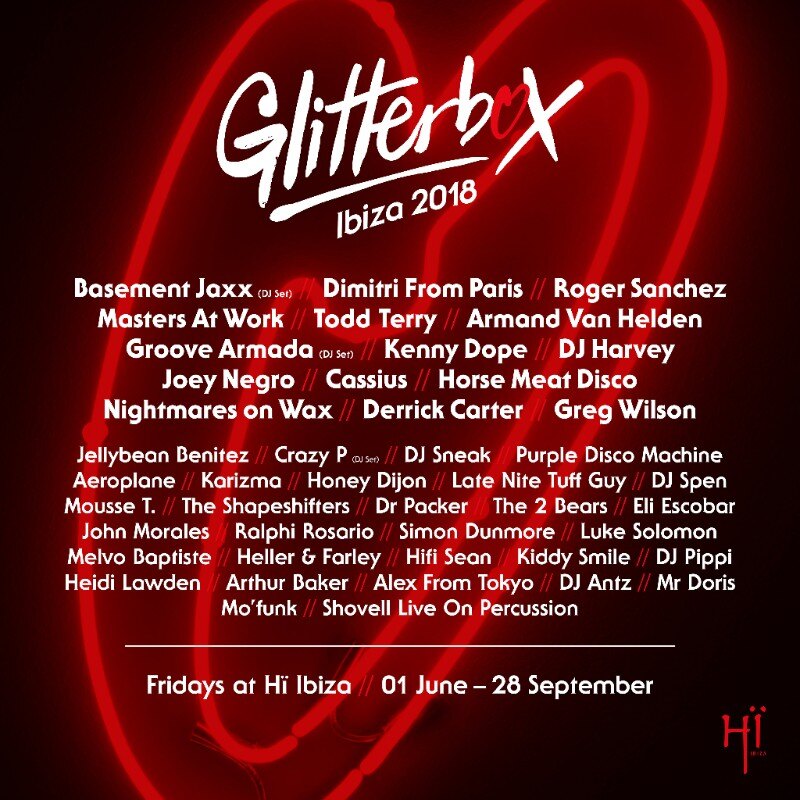 Hï Ibiza unveils Glitterbox lineup including DJ Harvey, Groove Armada, Honey Dijon and more. 
