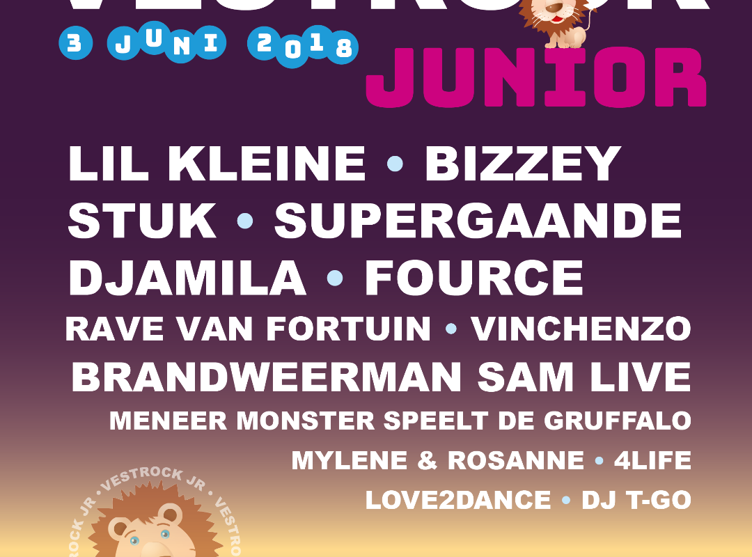 Bizzey, Djamila, Brandweerman Sam en vele anderen op Vestrock Junior 2018