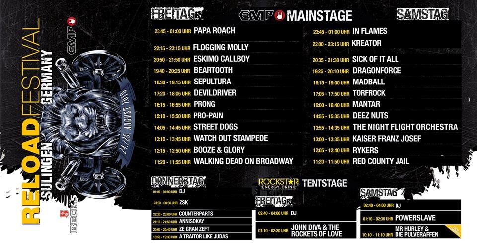 Reload Festival - Running Order