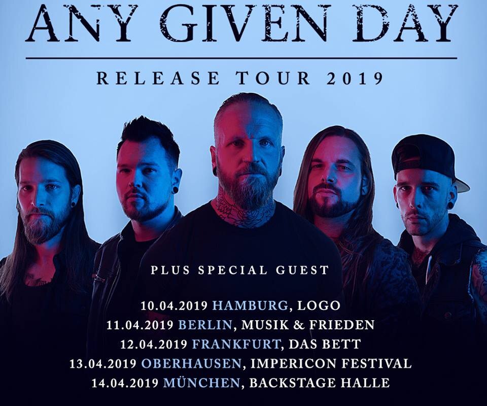 Any Given Day announce album release tour for April 2019!