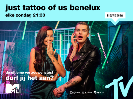 Pommeline en Fabrizio - het bekendste tattoo koppel van de Benelux - tatoeëren in MTV's Just Tattoo Of Us