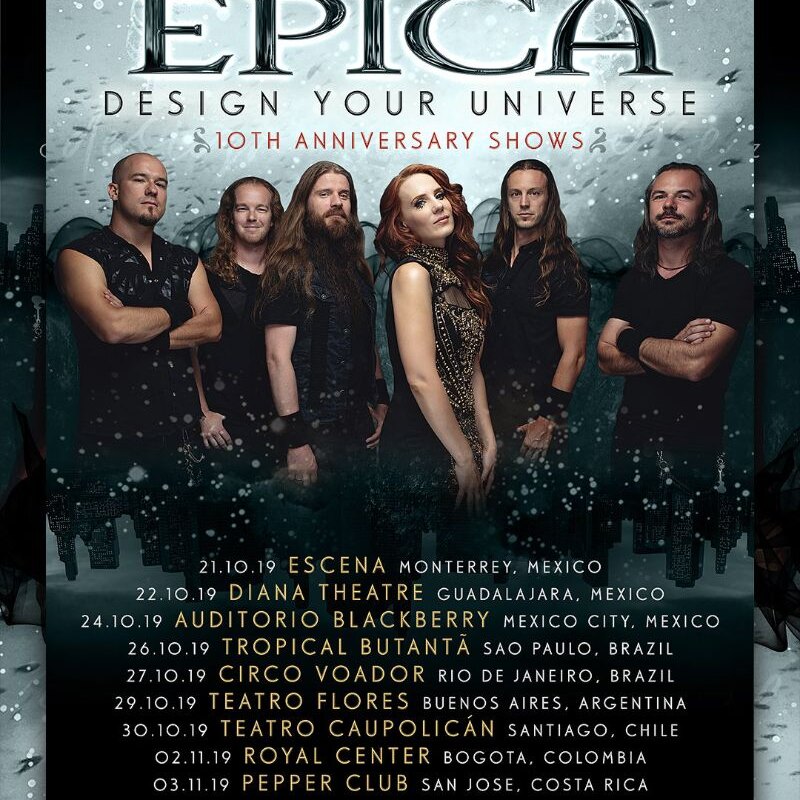 Epica announce additional "Design Your Universe" 10th Anniversary Latin America shows