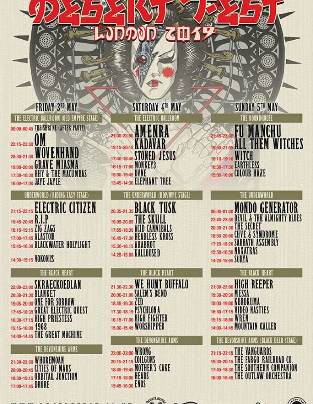 Ripple Music Announces DesertFest UK Invasion featuring Cities of Mars, High Priestess, ZED, Salem's Bend, Psychlona, 1968, and Great Electric Quest