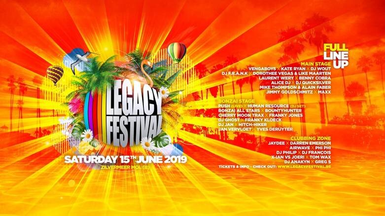 Ronkende namen als Vengaboys, Kate Ryan, Darren Emerson, Push Live, ... op 6de editie van Legacy Festival