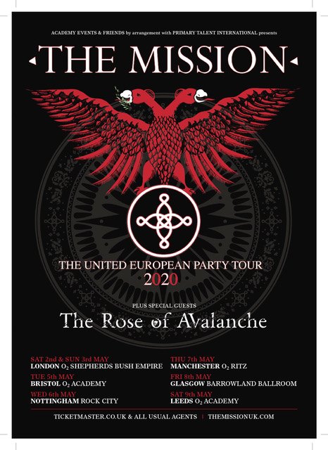 The Mission Announce "The United European Party Tour" for 2020