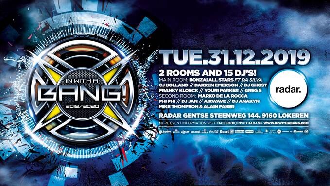 Bonzai Music presenteert ‘In With A Bang’ op oudejaarsavond in Radar met Darren Emerson, Bonzai All Stars, CJ Bolland en veel meer