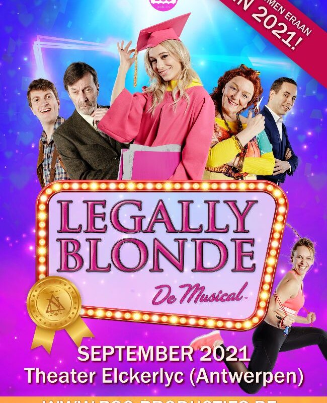 De Vlaamse versie van de hitmusical Legally Blonde wordt verplaatst naar september 2021 in Theater Elckerlyc