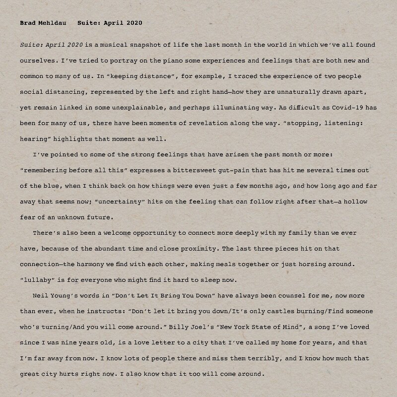 Brad Mehldau - Suite: April 2020
