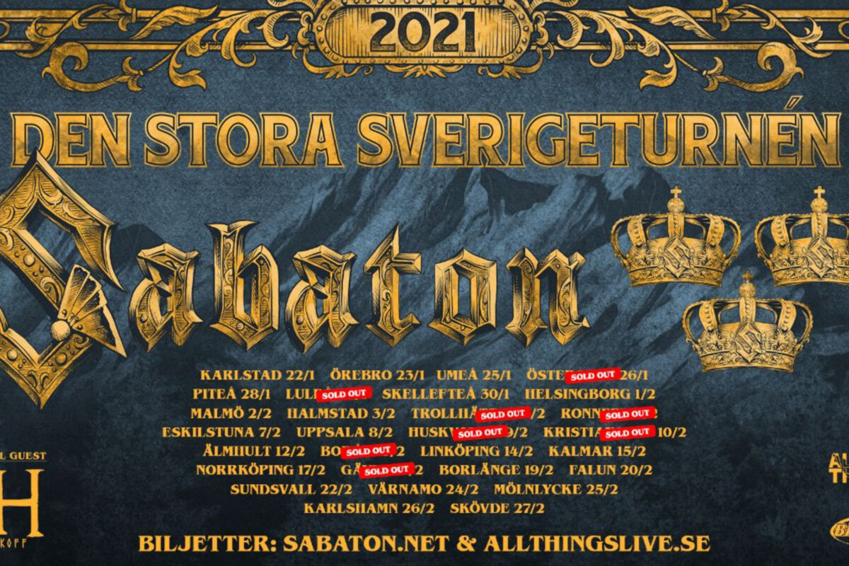 Sabaton announce more dates for their biggest ever Sweden tour in 2021!
