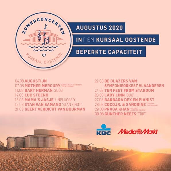 Kursaal Oostende organiseert Zomerconcerten 2020 