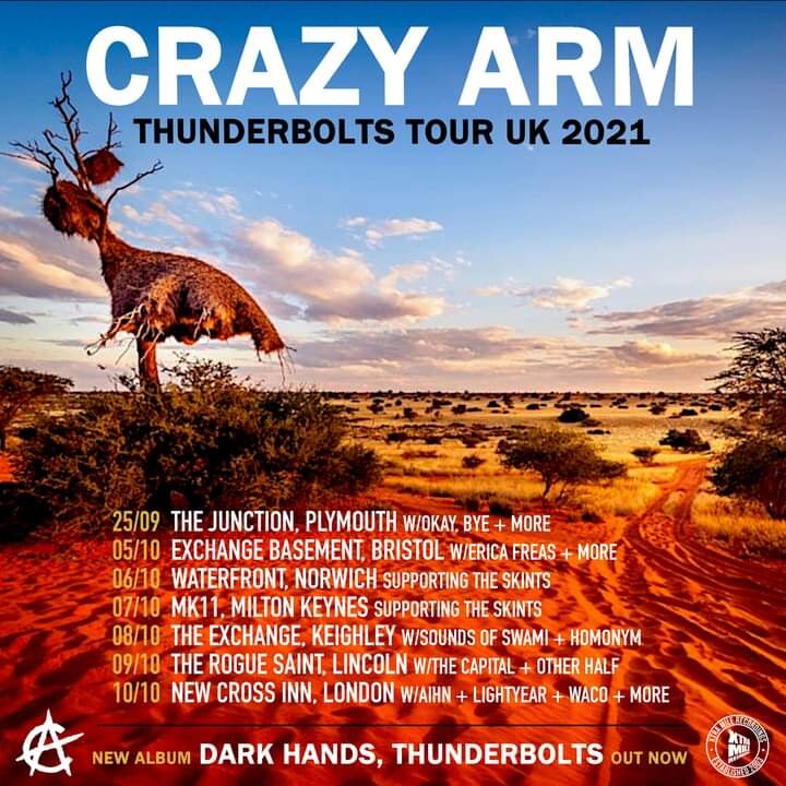 Crazy Arm Announce UK Tour Dates For New Album 'Dark Hands, Thunderbolts'