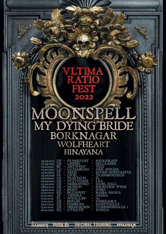 Moonspell Teams Up With My Dying Bride, Borknagar, Wolfheart & More For “Ultima Ratio Fest” European Tour In 2022!
