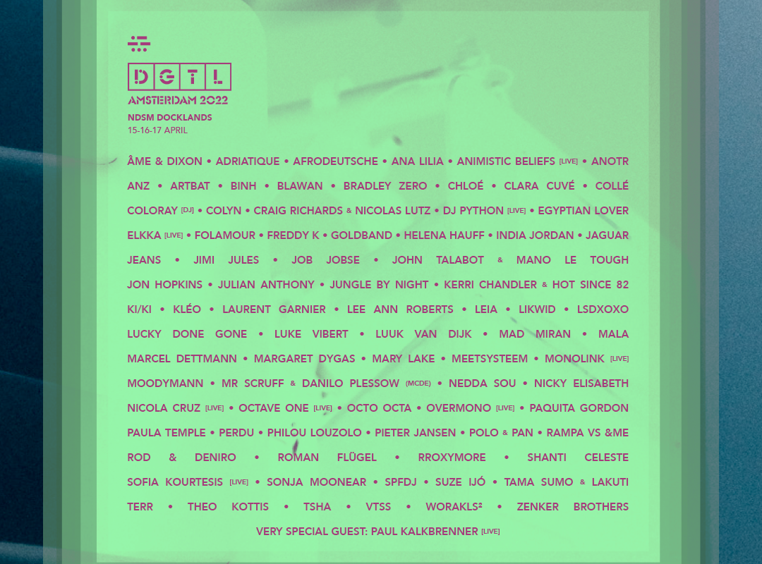 DGTL announce Full Line up 2022