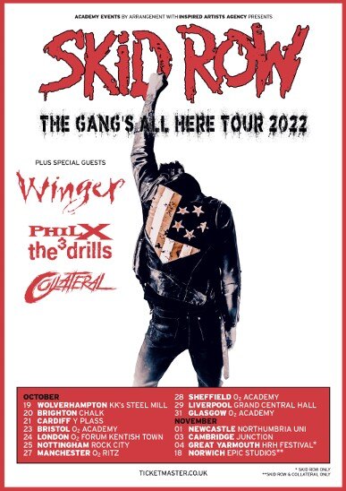 Skid Row announce full UK tour this autumn