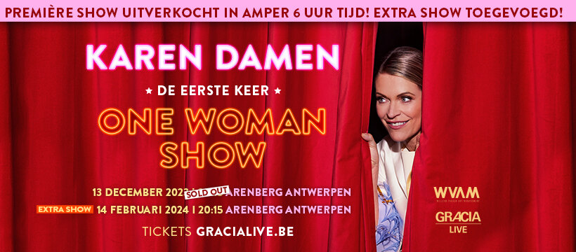 Karen Damen extra show op 14 februari in de Arenberg