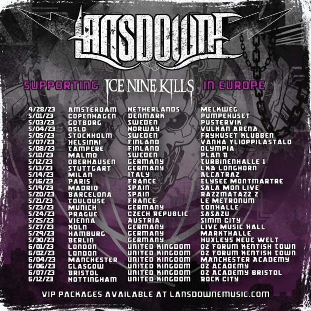 Lansdowne To Kick Off European Tour With ICE NINE KILLS!
