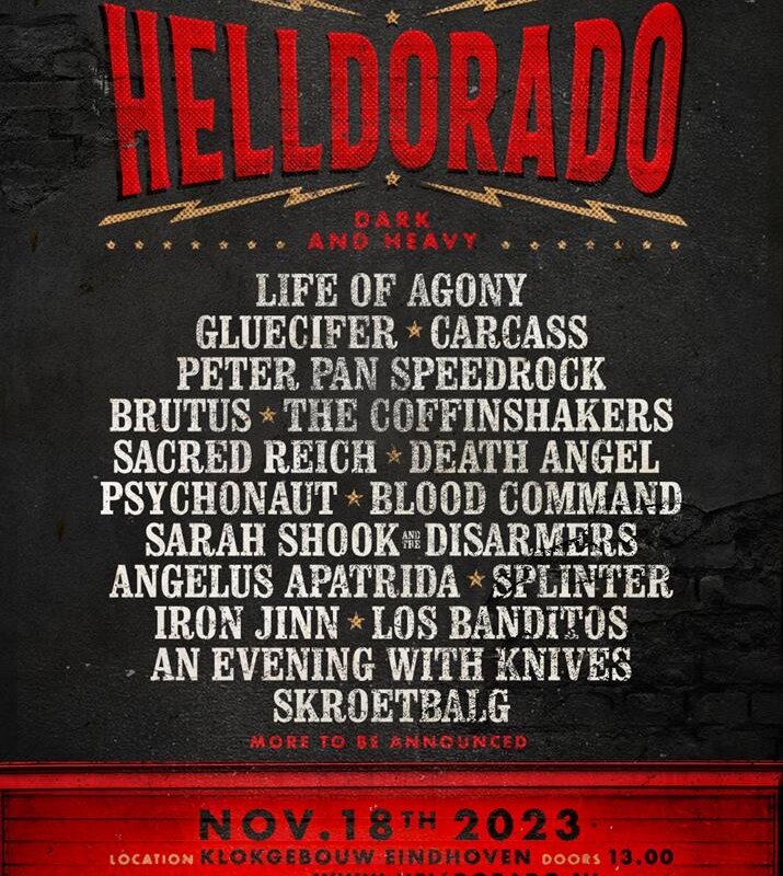ook Sacred Reich, Death Angel, Blood Command, Angelus Apatrida, en Sarah Shook And The Disarmers naar HELLDORADO 