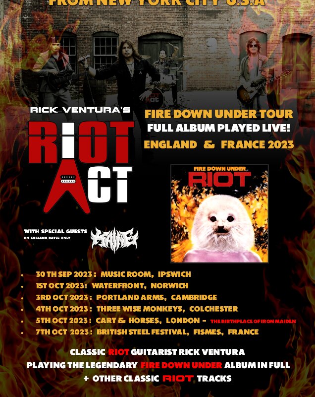Rick Venturas Riot Act To Play RIOT Album 'Fire Down Under In Full' - UK/FRANCE