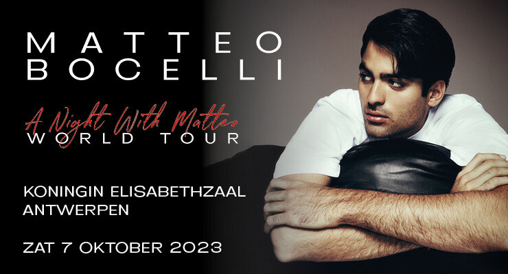 Matteo Bocelli komt op zaterdag 7 oktober 2023 naar de Koningin Elisabethzaal in Antwerpen