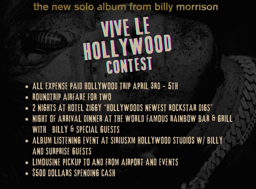Billy Morrison will be joined by Ozzy Osbourne   ,Steve Stevens , and JOHN5 at the upcoming SiriusXM / Ozzys Boneyard event hosted by Tommy London