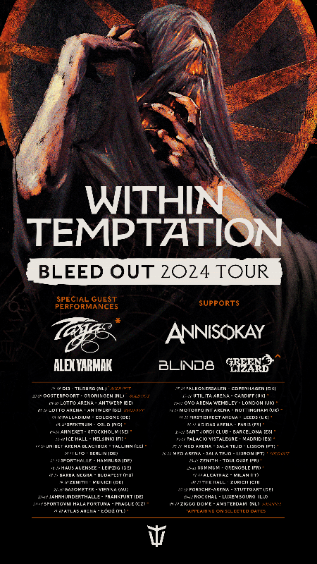 Within Temptation announce support acts for the 'Bleed Out Tour 2024'
