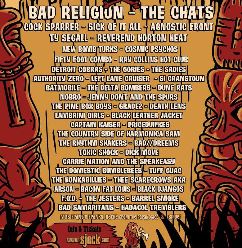 Affiche Sjock #48 volledig met toevoeging van The Jesters, Toxic Shock en...Cock Sparrer!